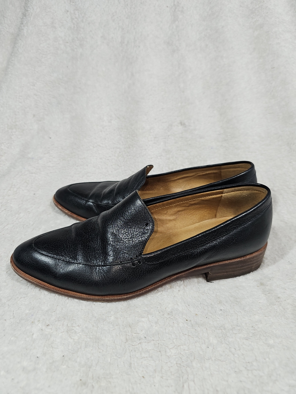 Madewell The Frances Loafer Pointy Toe Black Leather Slip-Ons Womens Sz 7.5